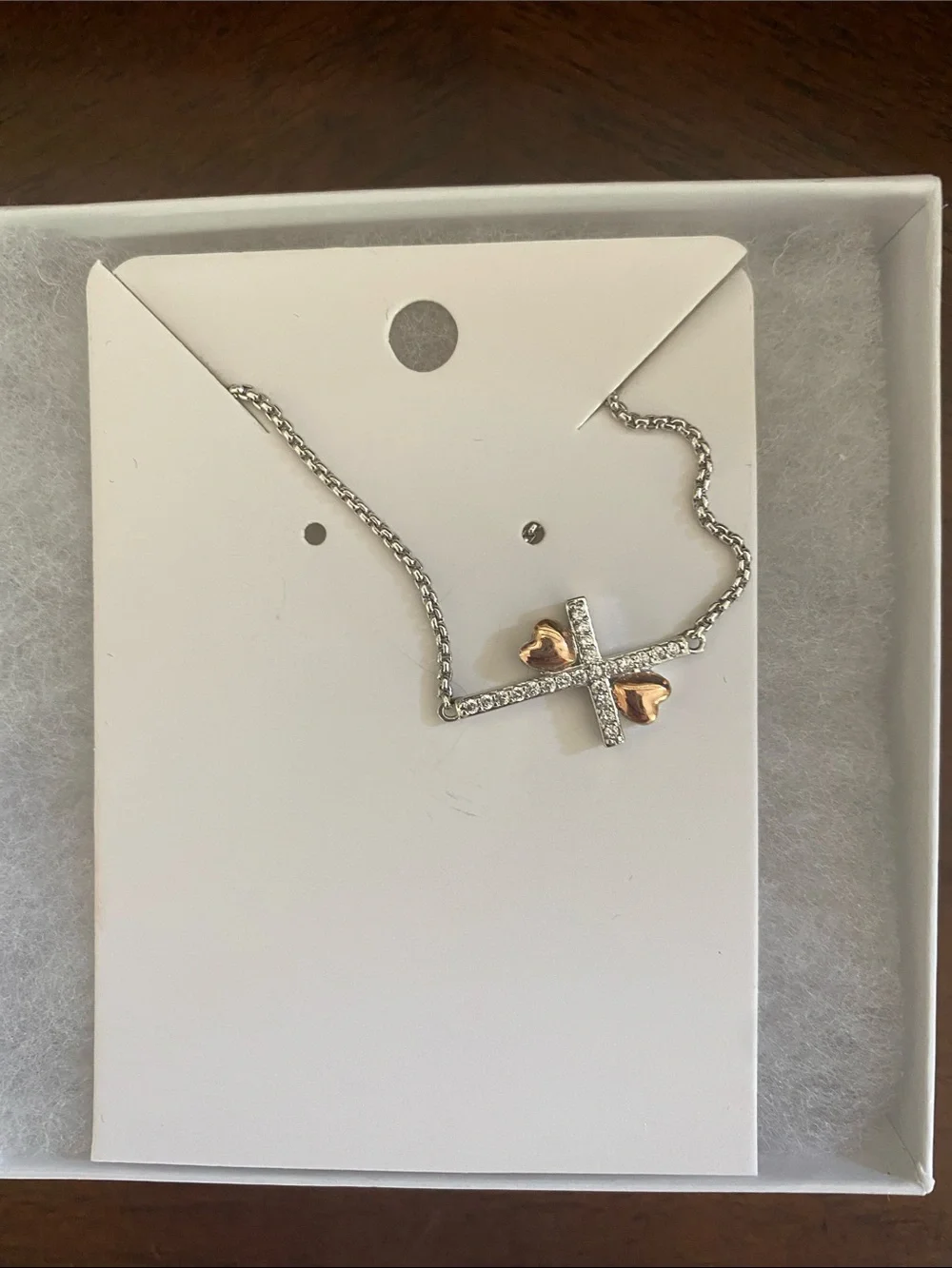 PAJ Sterling Silver Cross Bracelet with CZ stones and bronze hearts